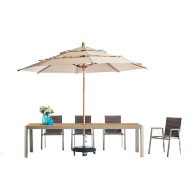 HIGOLD GENEVA XL 10 Person Aluminum Umbrella Dining Set in Latte By HIGOLD