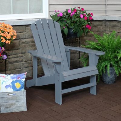 Ultimate Patio Wooden Adirondack Chair W/ Adjustable Backrest – Gray