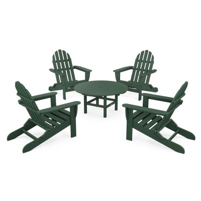 POLYWOOD Classic Folding Adirondack 5-Piece Conversation Group – Green