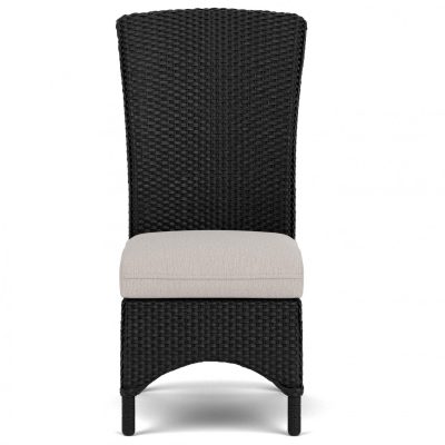 Mandalay Wicker Dining Side Chair in Ebony/Remy Cloud By Lloyd Flanders