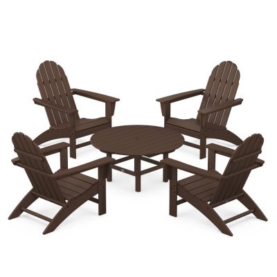 POLYWOOD Vineyard 5-Piece Adirondack Chair Conversation Set – Mahogany