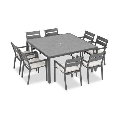 Calm Bay 9 Pc Square Dining Set in Slate/Canvas Natural by Lakeview