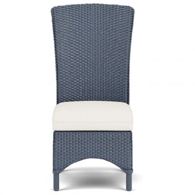 Mandalay Wicker Dining Side Chair in Denim Blue/Sailcloth Salt By Lloyd Flanders