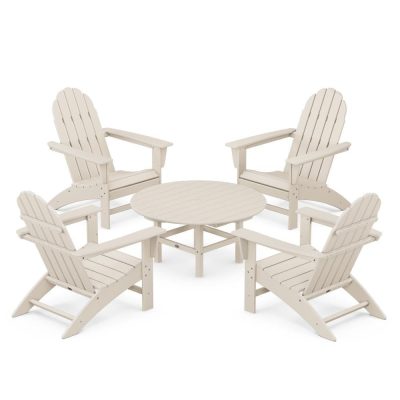 POLYWOOD Vineyard 5-Piece Adirondack Chair Conversation Set – Sand