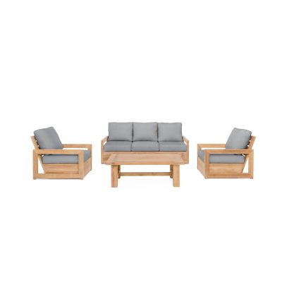 Relax 4 Piece Teak Lounge Set in Granite By Teak + Table