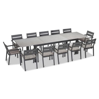 Calm Bay 13 Pc Extendable Dining Set in Slate/Concrete/Cast Silver by Lakeview