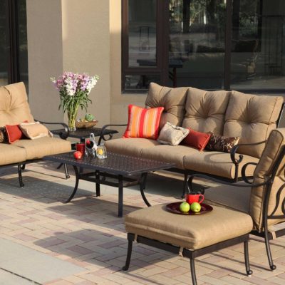 Darlee Santa Anita 6 Piece Cast Aluminum Patio Conversation Seating Set