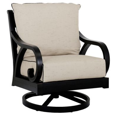 Monterey Aluminum Swivel Rocker Club Chair W/ Sunbrella Frequency Sand Cushions By Sunset West