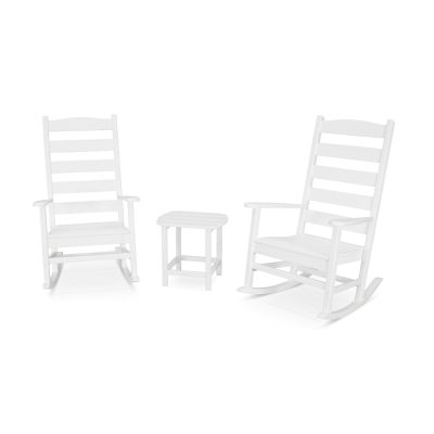 POLYWOOD Shaker 3-Piece Porch Rocking Chair Set – White