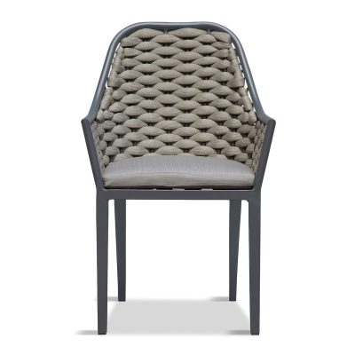 Chloe Bay Aluminum Dining Arm Chair in Slate by Lakeview Outdoor Designs