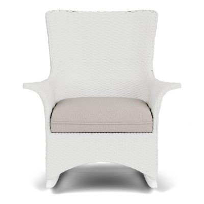 Mandalay Wicker Rocking Chair w/ Cushions in Matte White/Remy Cloud By Lloyd Flanders