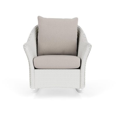 Weekend Retreat Wicker Rocking Chair in Matte White/Remy Cloud By Lloyd Flanders