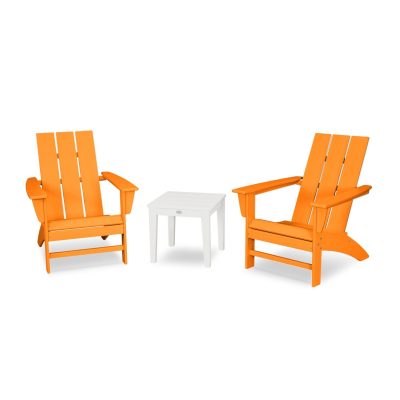 POLYWOOD Modern 3-Piece Adirondack Set – Tangerine / White