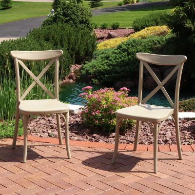 Ultimate Patio Stackable Indoor/Outdoor Patio Dining Chair – Set of 2 – Coffee