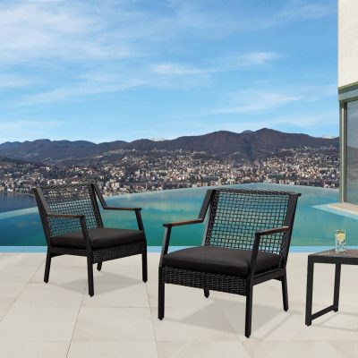 Lakeview Covewood 2 Piece Aluminum Chair Set – Black