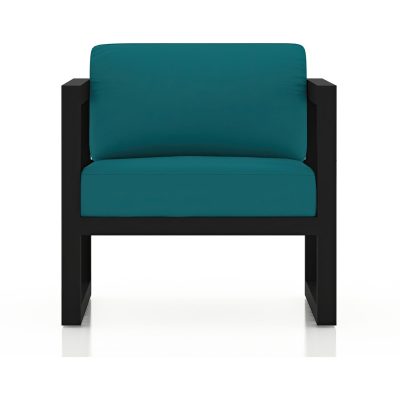 Misty Cove Aluminum Club Chair in Black W/ Spectrum Peacock Cushions By Lakeview