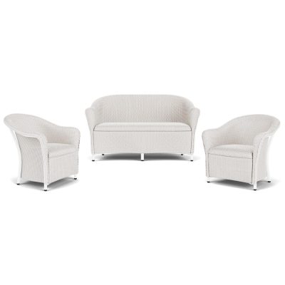 Reflections 3 Pc Wicker Seating Set in White By Lloyd Flanders