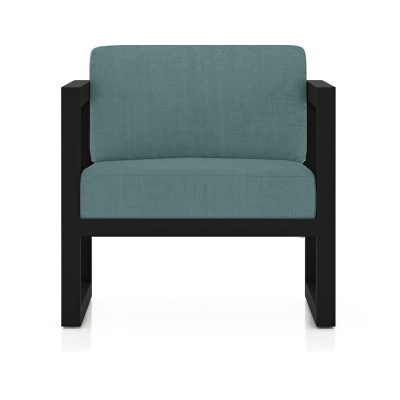 Misty Cove Aluminum Club Chair in Black W/ Cast Lagoon Cushions By Lakeview