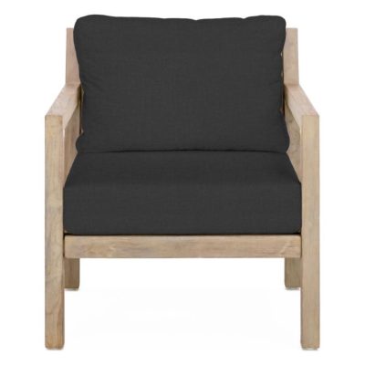 Monday Brushed Teak Patio Club Chair in Carbon By Teak + Table