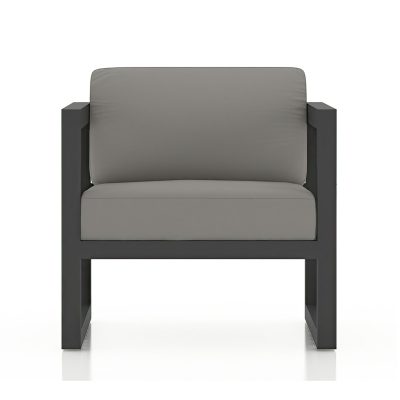 Misty Cove Aluminum Club Chair in Slate W/ Canvas Charcoal Cushions By Lakeview