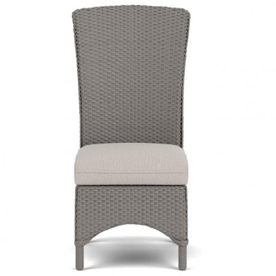 Mandalay Wicker Dining Side Chair in Pewter/Remy Cloud By Lloyd Flanders