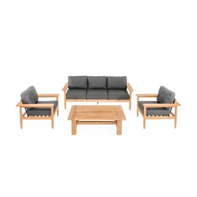 Ibiza Sofa/Clubs 4 Piece Lounge Set in Carbon By Teak + Table