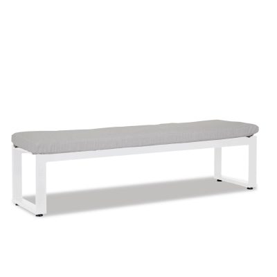 Sunset West Newport 72-Inch Aluminum Patio Dining Bench W/ Sunbrella Cast Silver Cushion