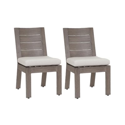 Laguna 2 Piece Aluminum Patio Dining Side Chair Set W/ Sunbrella Canvas Flax Cushions By Sunset West