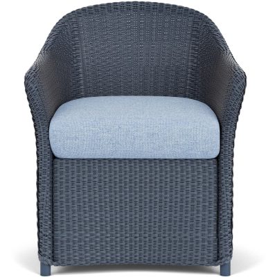 Weekend Retreat Wicker Dining Arm Chair in Denim Blue/Demo Skyway By Lloyd Flanders