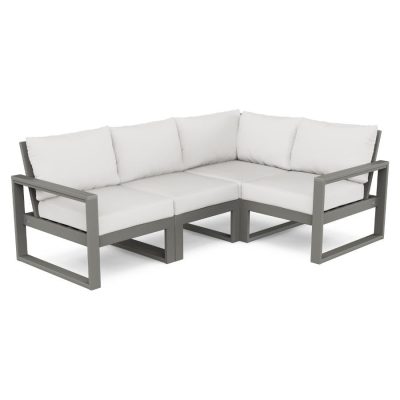 POLYWOOD EDGE 4-Piece Modular Deep Seating Set in Slate Grey / Natural Linen