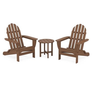 POLYWOOD Classic Folding Adirondack 3-Piece Set – Teak