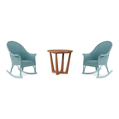 Timeless View 3 Pc Wicker Seating Set W/Rocking Chairs in Sea Glass By Lakeview