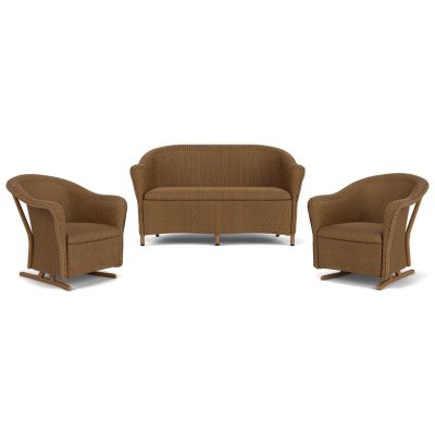 Reflections 3 Pc Wicker Rocking Seating Set in Hickory By Lloyd Flanders