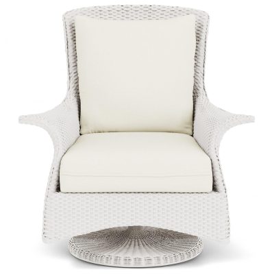 Mandalay Wicker Swivel Rockers Club Chair in White/Sailcloth Salt By Lloyd Flanders