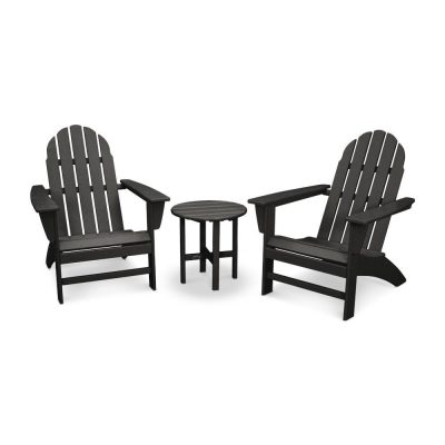 POLYWOOD Vineyard 3-Piece Adirondack Set – Black