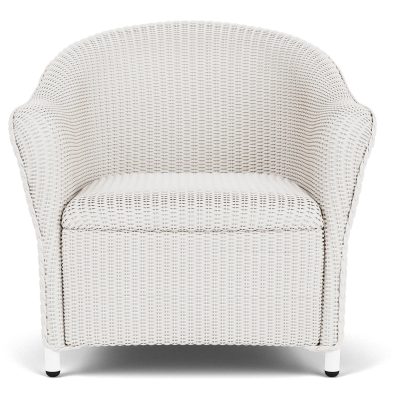 Reflections Wicker Club Chair w/ Padded Seat in White By Lloyd Flanders