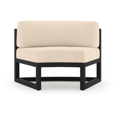 Misty Cove Aluminum Curve Seat 2 Piece in Black W/ Canvas Flax Cushions By Lakeview