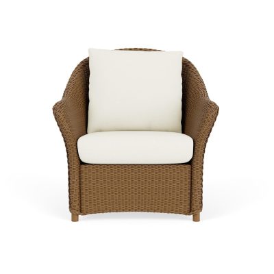 Weekend Retreat Wicker Club Chair in Hickory/Sailcloth Salt By Lloyd Flanders