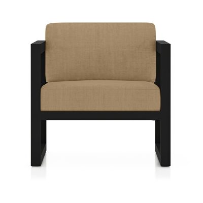 Misty Cove Aluminum Club Chair in Black W/ Heather Beige Cushions By Lakeview