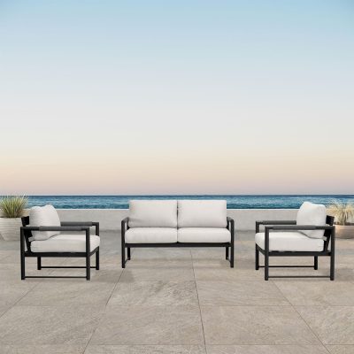 Lakeview Avenue Bay Black/Carbon 3 Pc Loveseat Set – Cast Silver