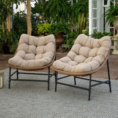 Ultimate Patio 2 Piece Steel Patio Conversation Set – Natural