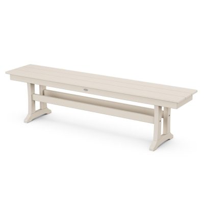 POLYWOOD Farmhouse Trestle 65-Inch Bench – Sand