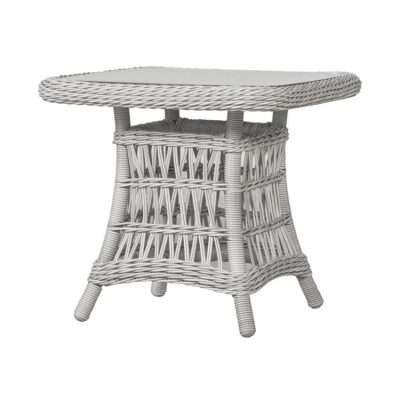 Mackinac 25 Inch Putty Wicker End Table By Lloyd Flanders