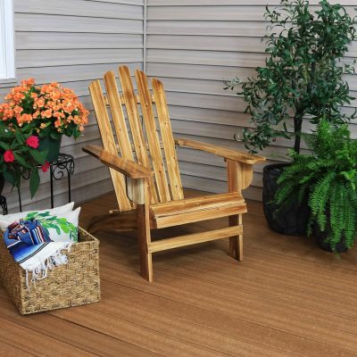 Ultimate Patio Rustic Wooden Adirondack Chair W/ Light Charred Finish