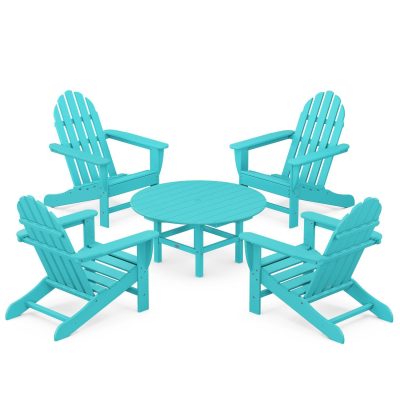 POLYWOOD Classic Adirondack 5-Piece Conversation Set – Aruba