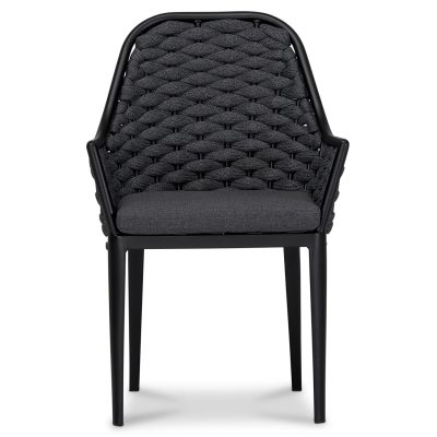 Chloe Bay Aluminum Dining Arm Chair in Black by Lakeview Outdoor Designs