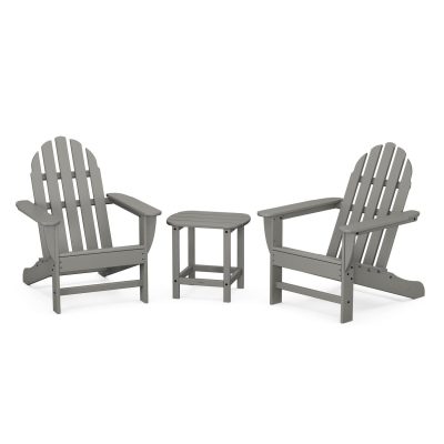 POLYWOOD Classic Adirondack 3-Piece Set W/ South Beach 18-Inch Side Table – Slate Grey