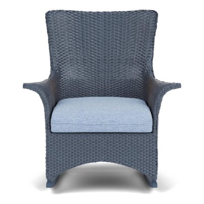 Mandalay Wicker Rocking Chair w/ Cushions in Denim Blue/Demo Skyway By Lloyd Flanders