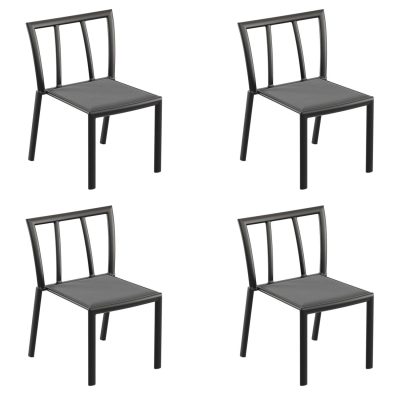 Markoe 4 Pc Aluminum Dining Side Chair in Carbon/Ninja By Oxford Garden