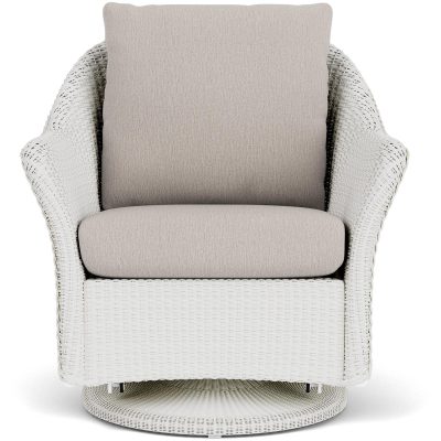 Weekend Retreat Wicker Club Chair w/ Swivel Gliders in Matte White/Remy Cloud By Lloyd Flanders